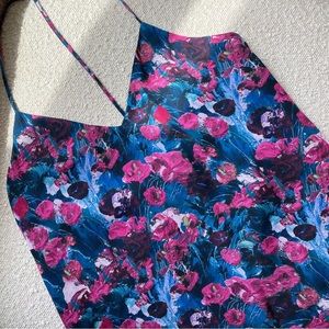 Haute Hippie pink blue 'cotton gin' floral t-strap silk camisole tank size small